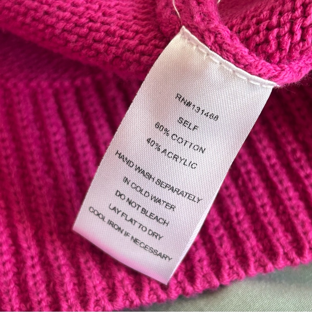 🩷FATE HOT PINK BARBIE CORE HAND KNIT CROCHET BALLOON SLEEVE SWEATER SIZE MEDIUM - Picture 10 of 13